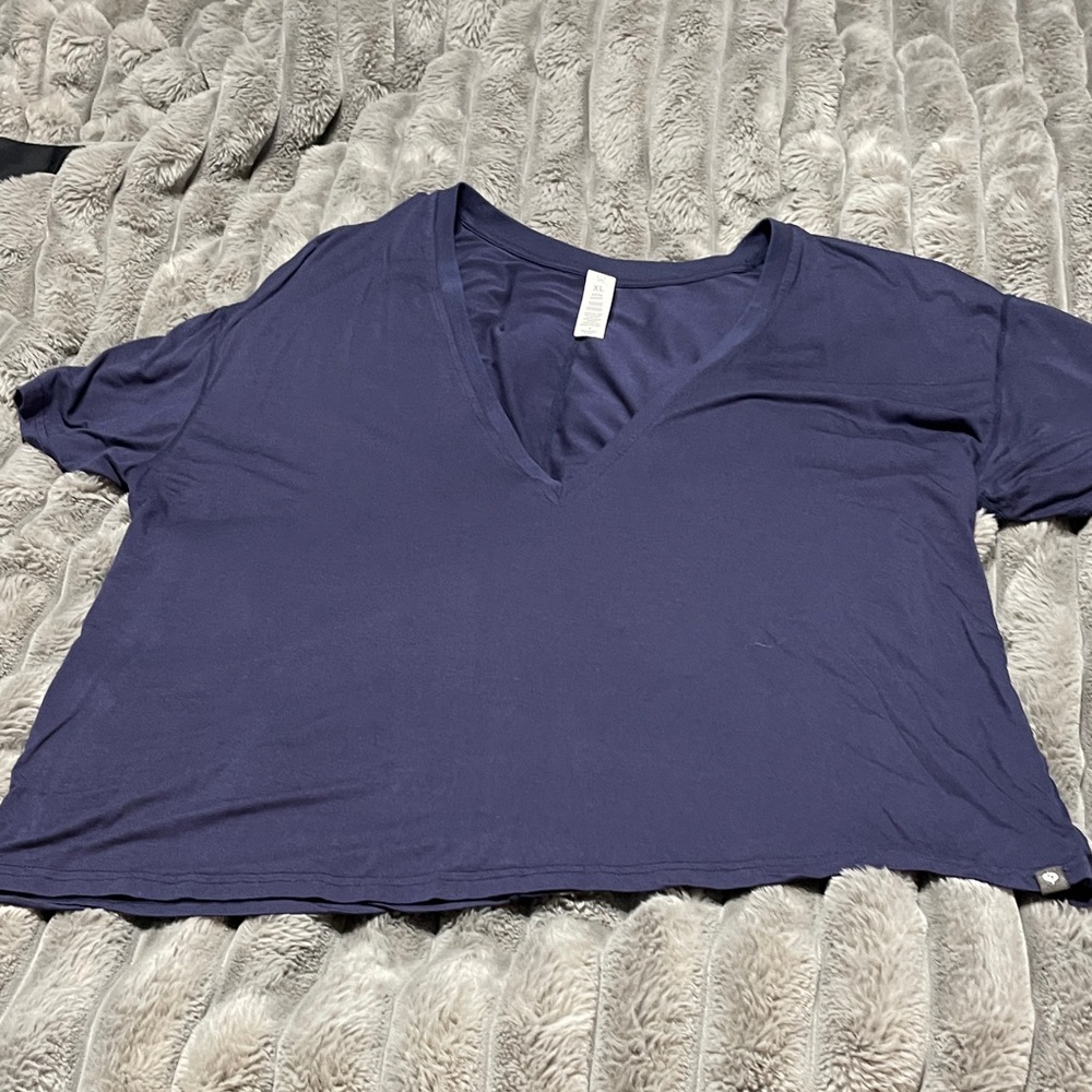 POPFLEX Navy V-Neck Short Sleeve Tee